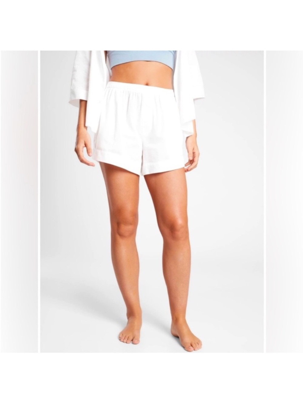Athleta White Cotton Dreams Sleep Shorta